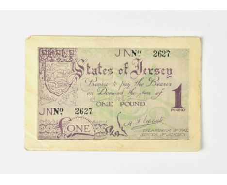 BRITISH BANKNOTE - STATES OF JERSEY - German Occupation, States of Jersey German Occupation banknote One Pound (JN248), seria