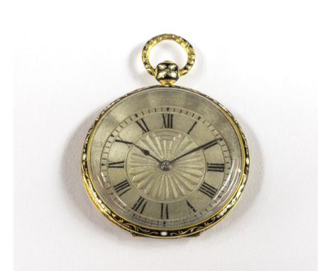 An 18ct gold, black & white enamel ladies pendant watch by Leroy & Fils, French, 19th century, key wind gilt lever movement, 