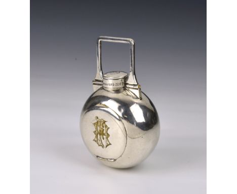 An unusual and extremely rare Victorian silver plated hip flask and coin purse combination, the round almost spherical shaped