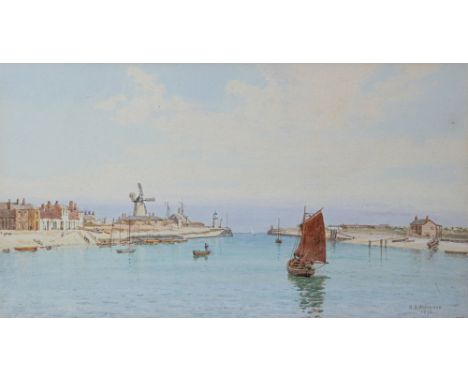 Henry Bowser Wimbush (British, 1861-1943), Littlehampton harbour, West Sussex; Sussex landscape a pair, watercolour, both sig