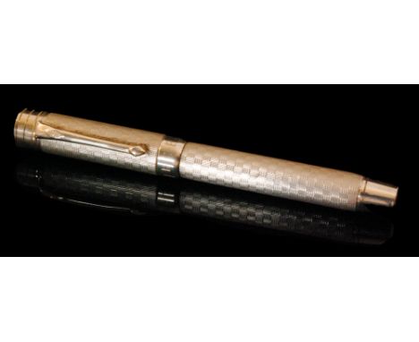 A hallmarked silver Conway Stewart limited edition R D A Churchill fountain pen, edition 1 of 1500, the engine turned heavy g