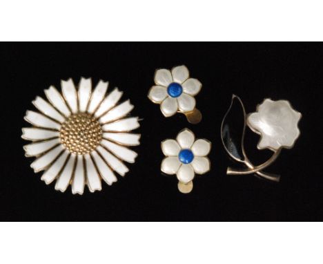 Amended estimate - A Danish Sterling silver gilt and white enamel daisy brooch, designed in 1940 to celebrate the birth of Pr