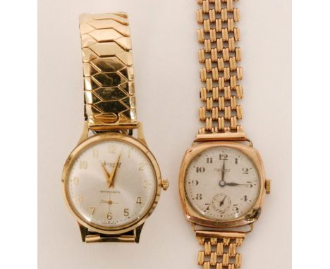 A 9ct hallmarked gentleman's Accurist antimagnetic wrist watch, Roman numerals to a silvered circular dial, London 1966, with