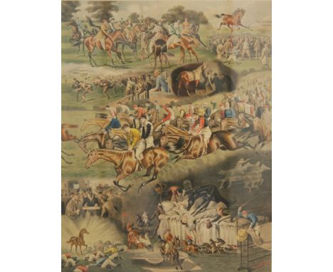 AFTER A. C. HAVELL - 'A Racing Nightmare', hand coloured lithograph, published 1891 by Messrs Fores, London, framed, 62cm x 4