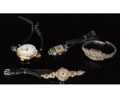 An early 20th Century gentleman's 9ct rose gold Rolex wristwatch, circular white enamel dial with black Arabic numerals, Swis
