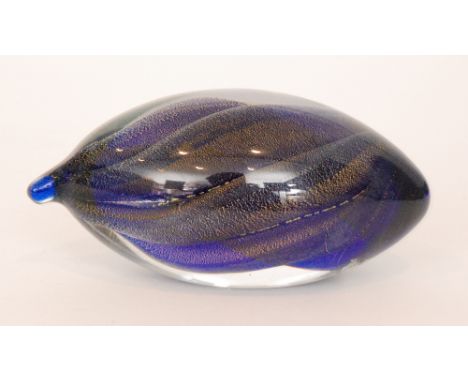 A contemporary limited edition Holmegaard glass paperweight by Allen Scharff, of drawn ovoid form internally decorated with a