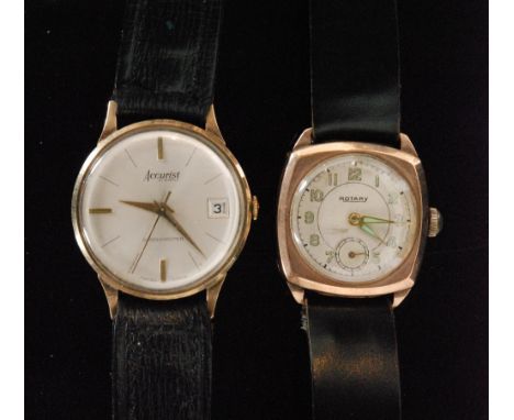 A 9ct hallmarked gentleman's Accurist Shockmaster wrist watch, batons and date facility to a silvered circular dial, London 1