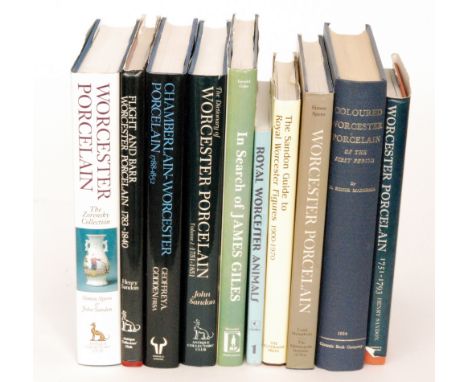 Nine assorted reference books on Worcester Porcelain to include Worcester Porcelain The Klepser Collection by Simon Spero, Co