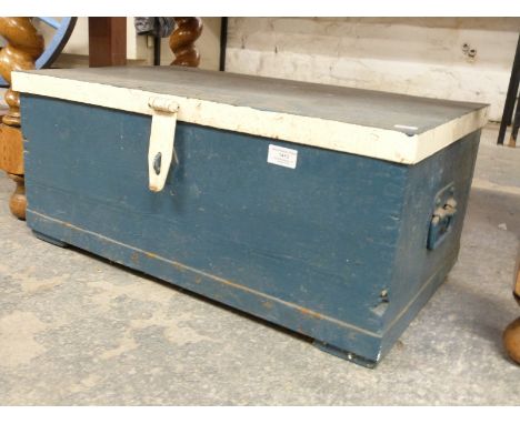Painted wooden trunk, width 67cm
