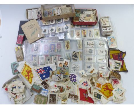 Collection of cigarette cards including an album of Birds, Footballers etc and many further loose examples, cigarette silks e