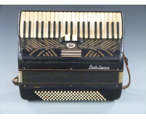 Paolo Soprani 'Italla' Italian piano accordion, 120 bass, 3 1/2 treble octaves, two treble couplers,with vintage canvas carry