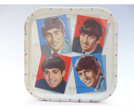 1960's Beatles advertising tray by Worcester Ware, made in Great Britain, 33 x 33cm