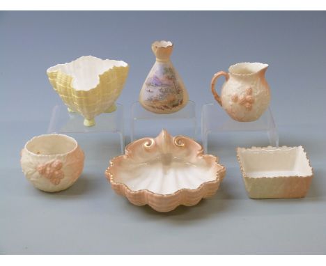 Six small Royal Worcester, Locke &amp; Co and Grainger vases, jugs and dishes, tallest 9.5cm