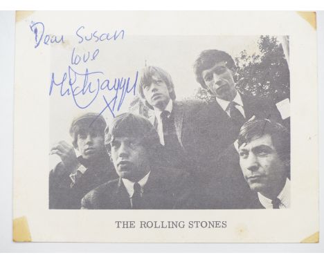 Mick Jagger signed Rolling Stones Decca Records promo-card with original mailing envelope, postmarked 17th July 1964.&nbsp;