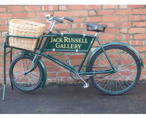 Raleigh tradesman's bicycle in Jack Russell Gallery livery with Dunlop leather saddle purchased by the cricketer Jack Russell