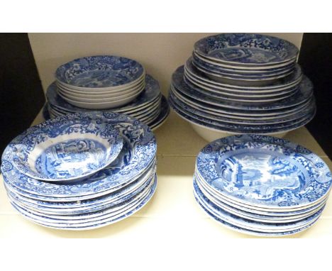 Spode Italian pattern large quantities of bowls from 24cm diameter to 15cm approximately 47 pieces including many 4 and 6 mul