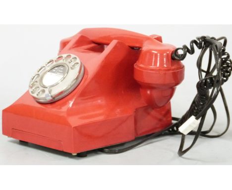 A vintage c1950s/early 60s red bakelite GPO telephone, converted for modern use
