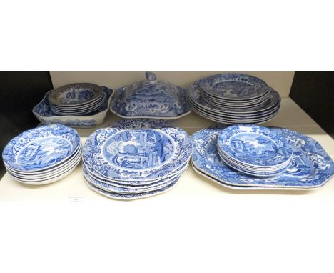 Spode Italian pattern six place setting dinner service including 6 x 25.5cm dinner plates, 6 x 20cm plates, 6 x 16.5cm plates