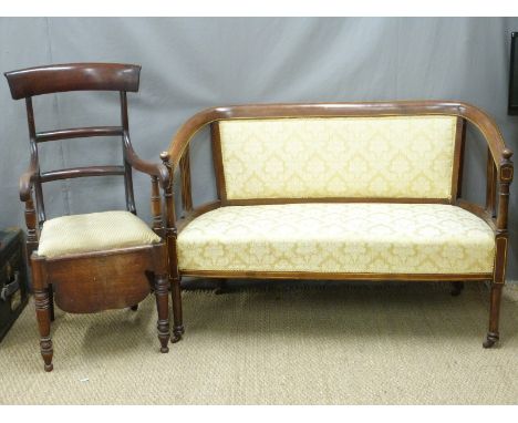 Edwardian inlaid sofa and a 19th century armchair