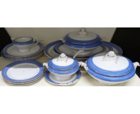 W Hulme Princess pattern dinnerware including serving plate, tureens, ladle etc, approximately 20 pieces&nbsp;