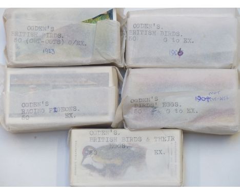 Ogden's cigarette cards five individually wrapped sets with notes, includes Racing Pigeons, British Birds 1906, British Bird 