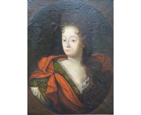 18th/19thC oil on canvas head and shoulders portrait with script verso Maria Christina Hammanfeldt Fodd 1693 gut mied Ofuerja
