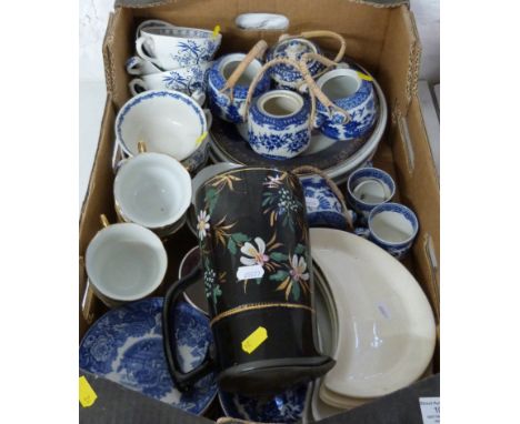 Blue and white and decorative ceramics including Copeland Spode, George Jones, Ridgeway, Minton, Victorian jug, Mason's, stic