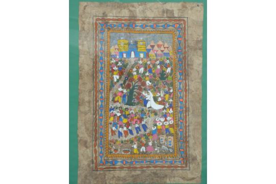 Gouache On Handmade Paper Scene Of A Mexican South American