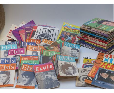 Approximately 140 issues of Elvis Monthly magazines from the 4th to the 16th year with a selection of vintage pop annuals and