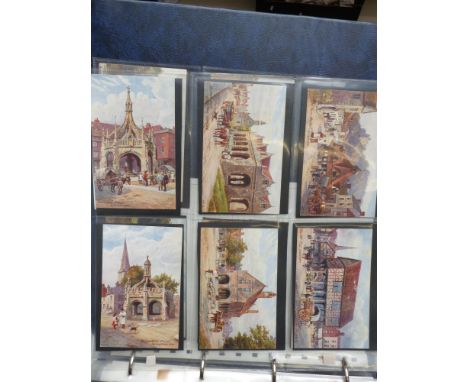  An album of Tuck's oilette postcards comprising sets by A R Quinton, who only painted 48 pictures for R Tuck and Sons, of wh
