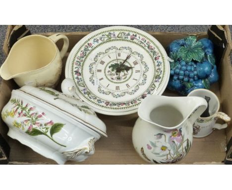 Portmeirion Botanic Garden clock, jug and bowl and other items, Spode Stafford Flowers tableware etc