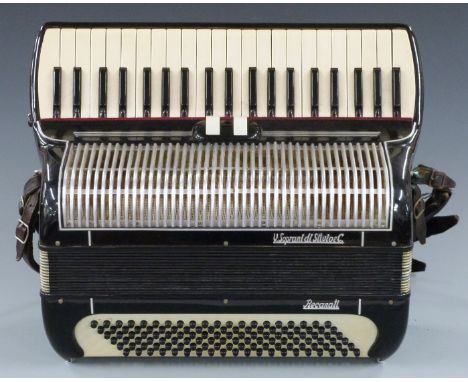 V.Soprani di Silvio and Co, Recanati Italian piano accordion, 120 bass, 3½ treble octaves, two treble couplers, black finish,