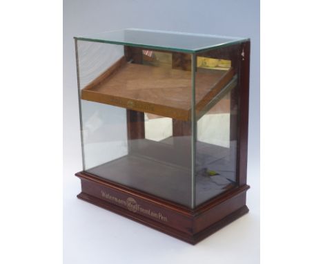 Waterman's Ideal Fountain Pen shop display advertising cabinet with inclined shelf and mirrored rear doors, height 49.5cm.&nb