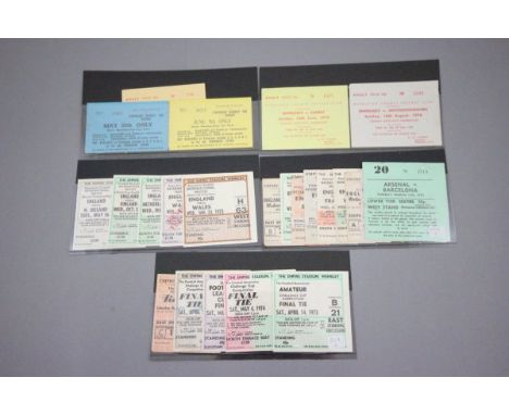 Approximately 20 football match ticket stubs including 14 England home Internationals, 1967, 1970 & 1974 FACF, 1972 League Cu