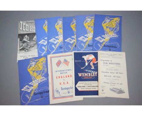 Early post-WWII Ice Hockey Programmes - Canadian Army All Stars v R.C.A.F. All Stars (1946) & England v Switzerland (1947) bo