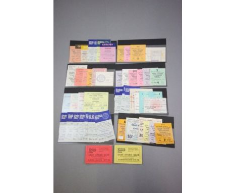 Approximately 50 Chelsea home &amp; away football match ticket stubs plus two used season ticket books mainly from 1970 to 19