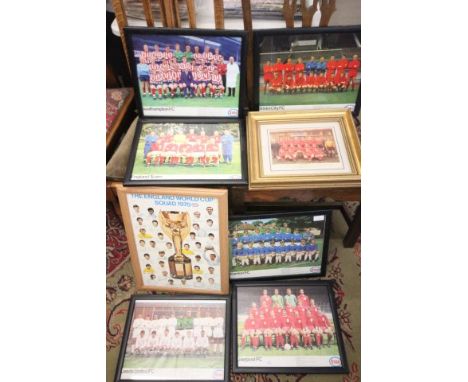 Seven framed & glazed 1970 ESSO football team pictures including 1970 England World Cup, Liverpool, Leeds United, Everton etc