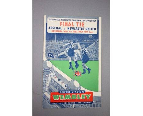 1952 FA Cup Final football programme Arsenal v Newcastle United played 3rd May 1952 gd with no writing, rusty staples