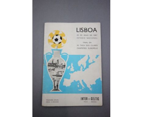 1967 Inter Milan v Celtic European Cup Final football programme played 25th May 1967 played in Lisbon, little bit of discolou