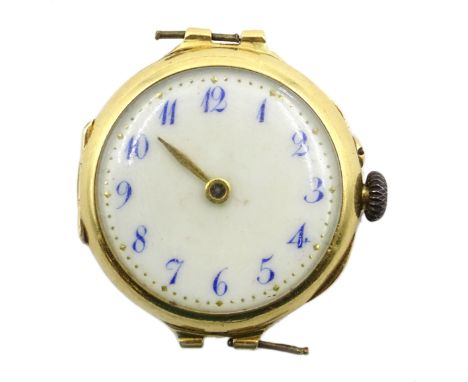 Continental 18ct gold wristwatch enamel face import marks Condition Report 17.8gm