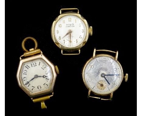 9ct gold Longines wristwatch with Baume case, Zenith wristwatch and a H &amp; G Swiss made wristwatch (3) Condition Report to
