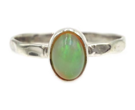 Silver oval opal ring, stamped 925