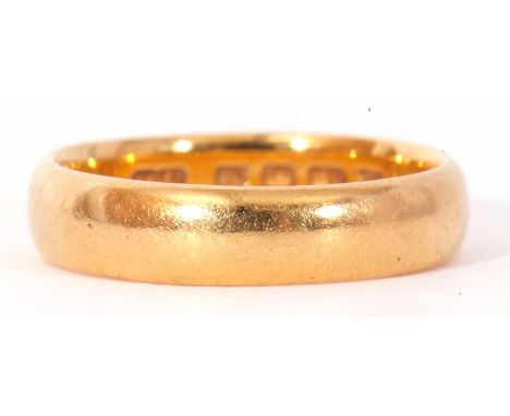 Early 20th century 22ct gold wedding ring, plain polished design, 6.7gms, London 1927, size P