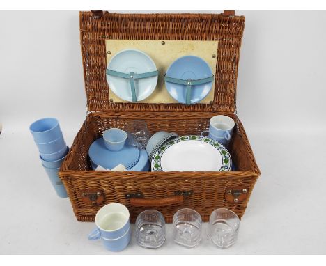 A vintage picnic hamper.