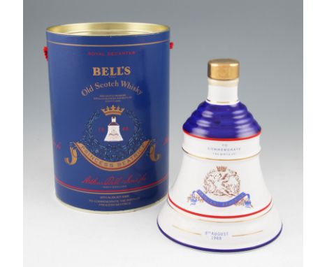 Bells Scotch Whisky Porcelain Decanter to Commemorate the birth of Princess Beatrice 8th August 1988. 43% 75cl.