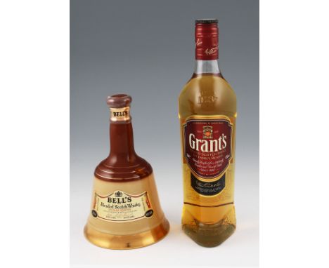 2 bottles of Whisky. 1 Grant's Family Reserve. 40% 70cl. 1 Bells Scotch Whisky Wade Bell Decanter 40% 37.5cl.