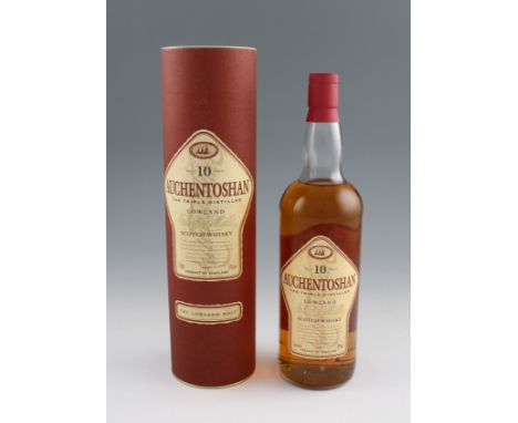 Auchentoshan 10 year old Single Malt Scotch Whisky. Old bottling circa 1990's. 43%, 1 litre.