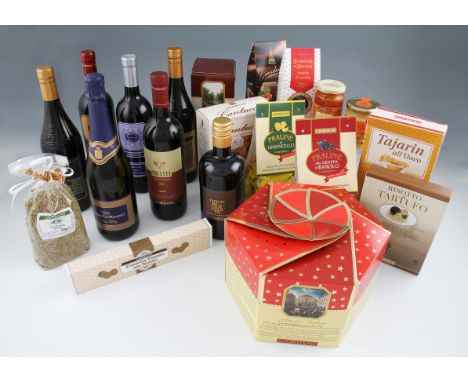 *Italian Wine & food hamper. 1 bottle of Sparkling wine, 1 Chianti 2013, 1 Barolo 2010, 1 Barbera D'Asti 2013, 1 Abruzzo Mont