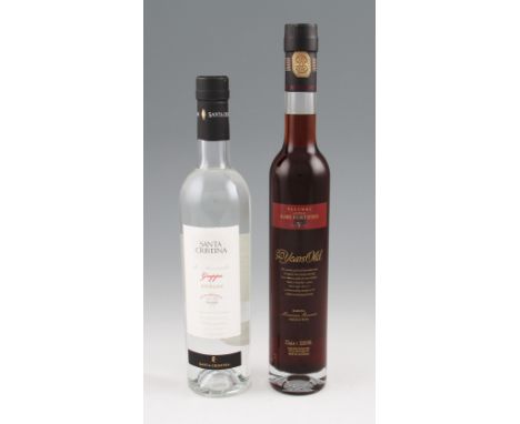 *Yalumba 50 year old Rare Fortified Liqueur Wine 375ml & Santa Cristina Le Maestrelle Grappa di Merlot 500ml. 2 bottles