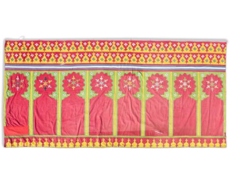 
	
		A LARGE MORROCAN VELVET AND SILK 'HAITI' WALL HANGING 
		LATE 19TH/EARLY 20TH CENTURY 
		Of conventional repeating Moori
